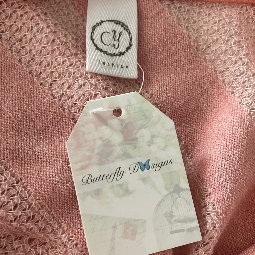 🎉HP🎉 NWT CY fashion boutique brand pink striped top size large - Picture 3 of 5